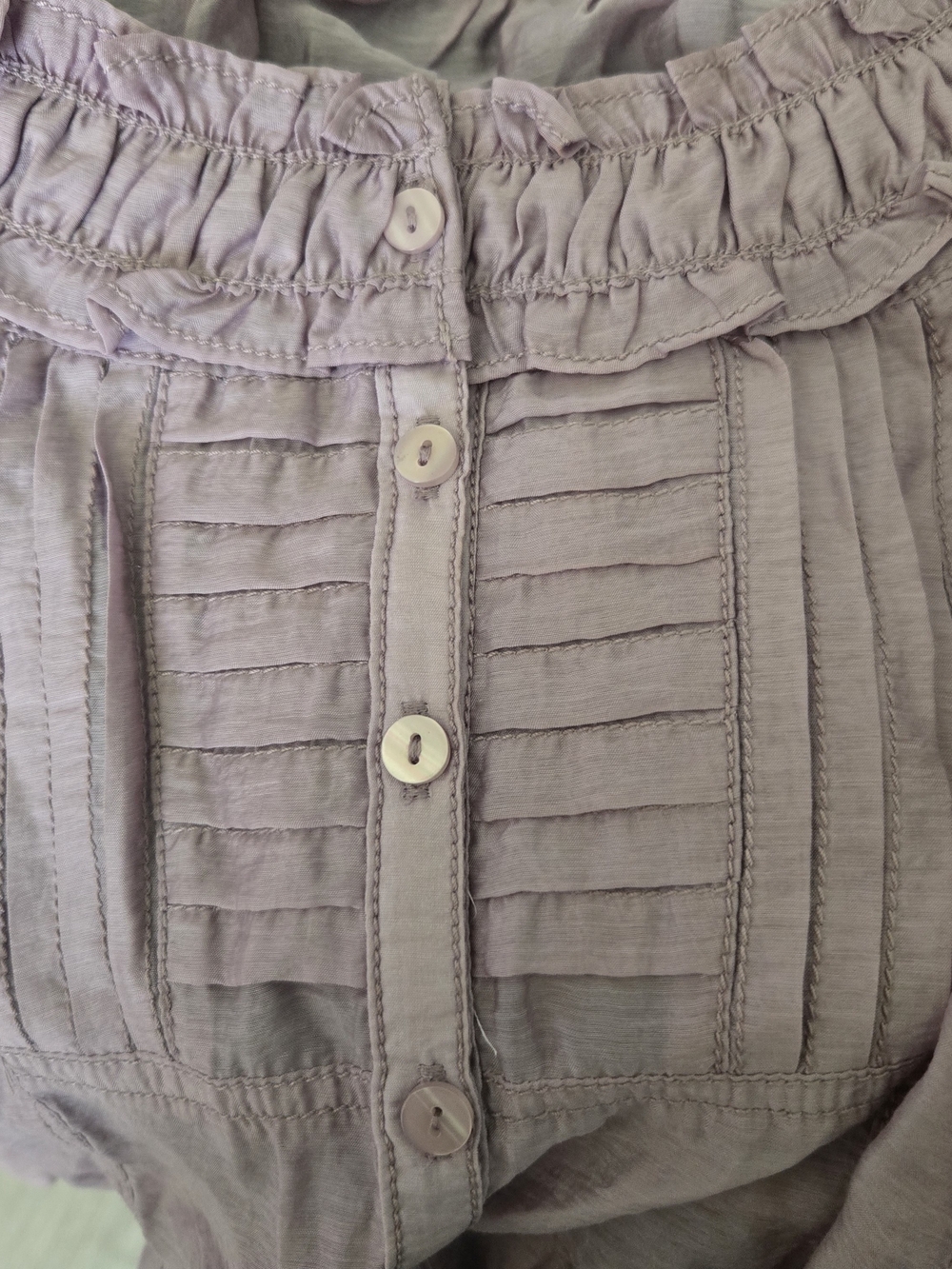 Pilcro Dusty Lavender Ruffle Scoop-Neck Button Front Blouse - Picture 11 of 13